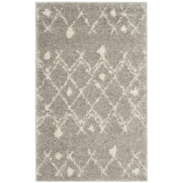 Safavieh Berber Shag Accent Area Rug, Light Grey and Cream - 3 x 5 ft. BER164B-3